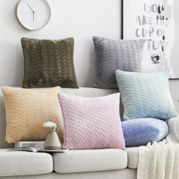 43x43cm Nordic Short Plush Cushion Cover Solid Color Throw Pillow Case Sofa Decorative Lumbar Pillow Cover Home Decor Pillowcase Gối bãi biển 3