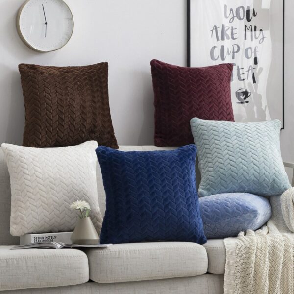 43x43cm Nordic Short Plush Cushion Cover Solid Color Throw Pillow Case Sofa Decorative Lumbar Pillow Cover Home Decor Pillowcase Gối bãi biển 4