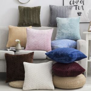 43x43cm Nordic Short Plush Cushion Cover Solid Color Throw Pillow Case Sofa Decorative Lumbar Pillow Cover Home Decor Pillowcase Gối tựa lưng