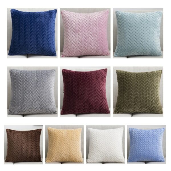 43x43cm Nordic Short Plush Cushion Cover Solid Color Throw Pillow Case Sofa Decorative Lumbar Pillow Cover Home Decor Pillowcase Gối bãi biển 7