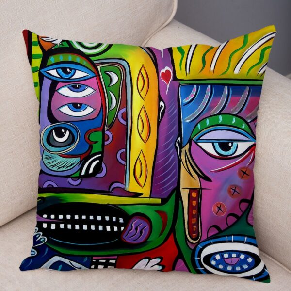 45x45cm Abstract Painting Nordic Style Colorful Cartoon Girlcushion for Sofa Home Cover Decoration Pillowcase Gối bãi biển 4