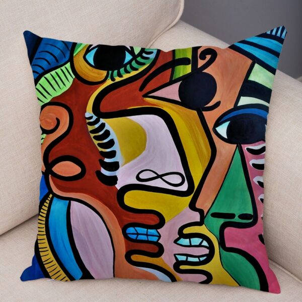 45x45cm Abstract Painting Nordic Style Colorful Cartoon Girlcushion for Sofa Home Cover Decoration Pillowcase Gối bãi biển 6