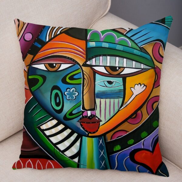 45x45cm Abstract Painting Nordic Style Colorful Cartoon Girlcushion for Sofa Home Cover Decoration Pillowcase Gối bãi biển 7