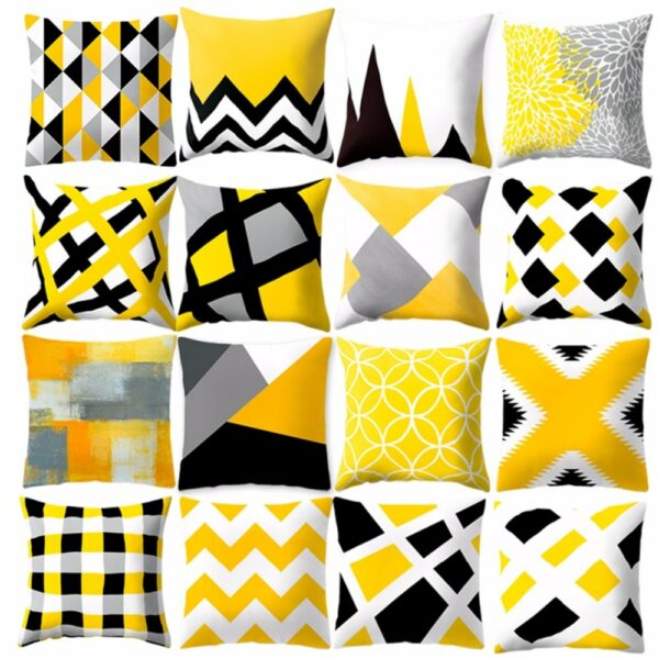 45x45cm Fashion Cute Yellow Pattern Print Pillowcase Lumbar Chair Sofa Seat/Back Polyester Cushion Cover Home Decor Pillow Case Gối bãi biển 3
