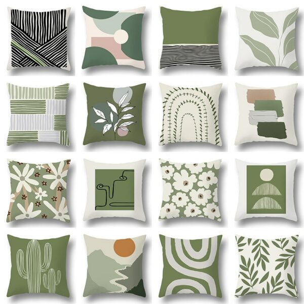 45x45cm Green Plant Sofa Cushion Comfortable Pillowcase Cushion Cover Living Room Home Decoration Modern Printing Pillowcase Gối bãi biển 2