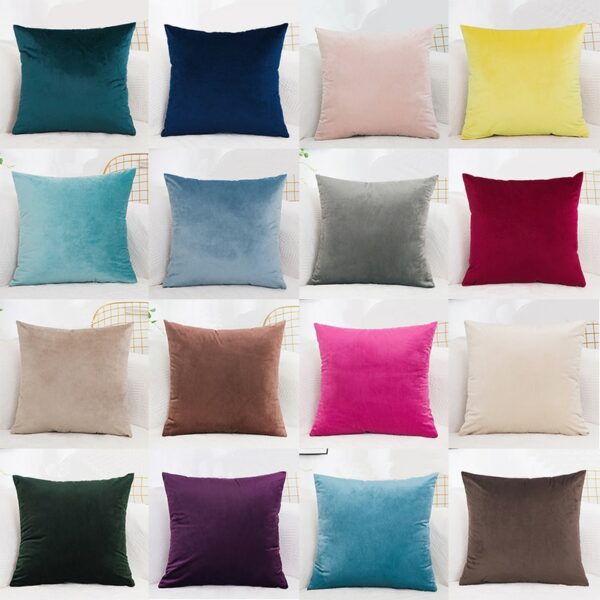 45x45cm Solid Color Luxury Velvet Throw Pillow Case Sofa Car Seat/Back Lumbar Cushion Cover Home Decor Bed Soft Pillowcase Gối văn phòng 3