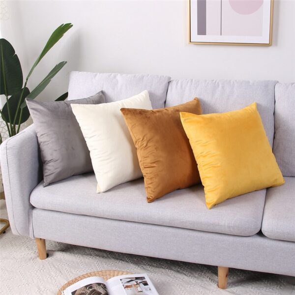 45x45cm Solid Color Luxury Velvet Throw Pillow Case Sofa Car Seat/Back Lumbar Cushion Cover Home Decor Bed Soft Pillowcase Gối văn phòng 6