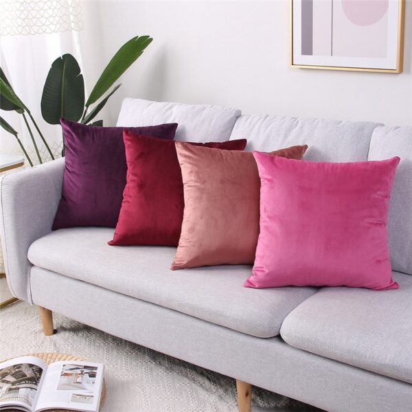 45x45cm Solid Color Luxury Velvet Throw Pillow Case Sofa Car Seat/Back Lumbar Cushion Cover Home Decor Bed Soft Pillowcase Gối văn phòng 7
