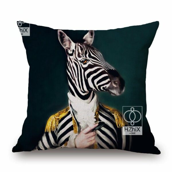 Abstract Nordic Fashion Animal Rabbit Zebra Giraffe Elephant Deer Pug Horse Cushion Cover Sofa Decorative Funny Pillowcase Decor Gối bãi biển 3