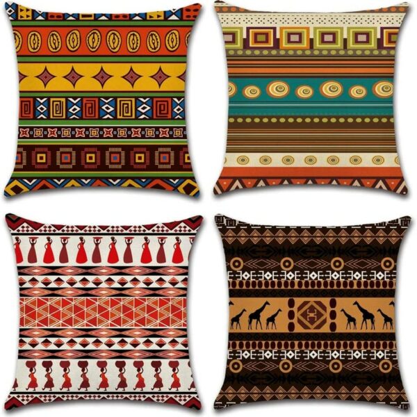 African Ethnic Style Linen Cushion Cover for Car Living Room Sofa Bedroom Home Decor, 40×40 45×45 50×50 60×60 Pillowcase Trang trí sofa 6