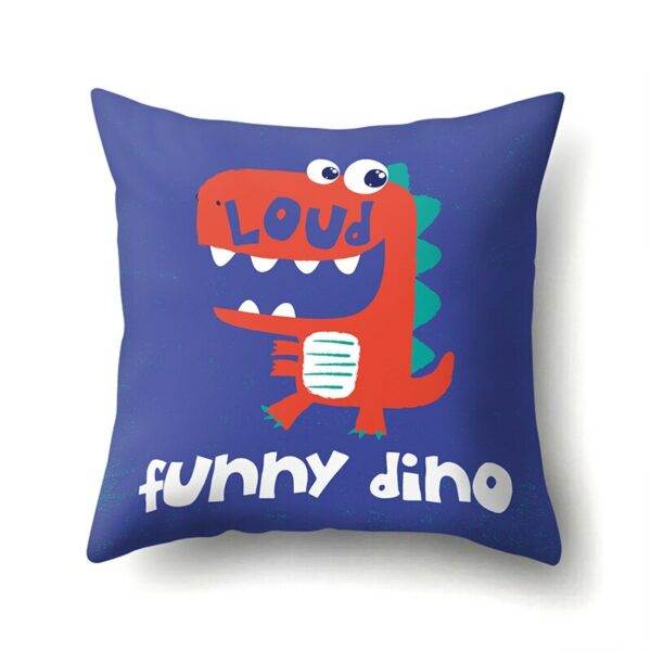 Cartoon Dinosaur Letter Printing Pillowcase Single Print Sofa Cushion Case Cute Dinosaur Decor Cushion Cover For Child’s Bedroom Gối tựa lưng 4