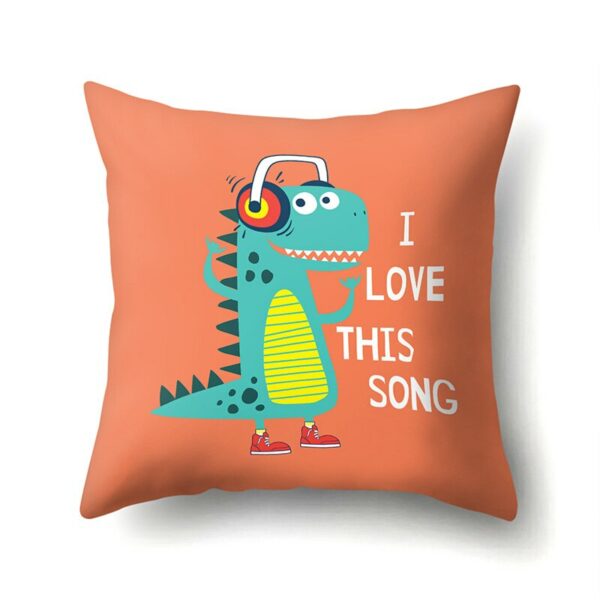 Cartoon Dinosaur Letter Printing Pillowcase Single Print Sofa Cushion Case Cute Dinosaur Decor Cushion Cover For Child’s Bedroom Gối tựa lưng 6