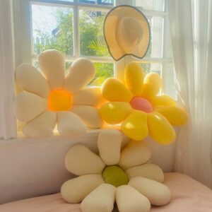 Cute Flower Pillow Stuffed Soft Cushion Children Room Decor Sunflower Pillow Bay Window Tatami Floor Cushion Sofa Throw Pillow Gối bãi biển