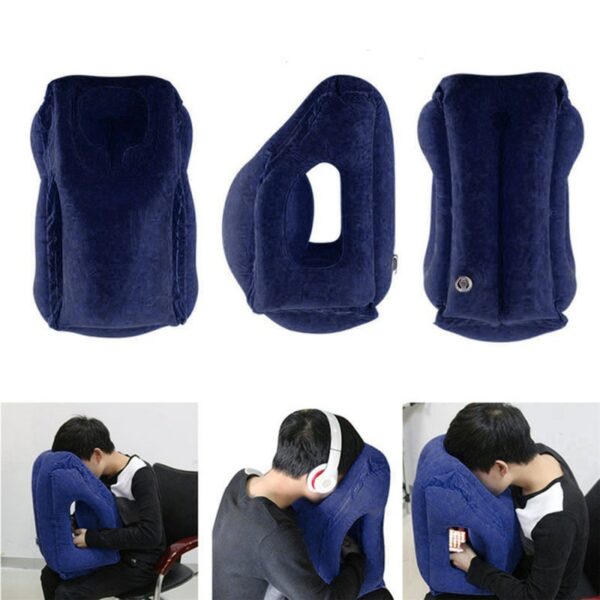 Inflatable Air Cushion Travel Pillow Headrest Chin Support Cushions for Airplane Plane Office Rest Neck Nap Pillows Gối bãi biển 6
