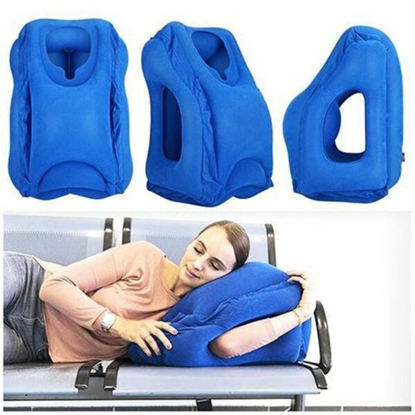 Inflatable Air Cushion Travel Pillow Headrest Chin Support Cushions for Airplane Plane Office Rest Neck Nap Pillows Gối bãi biển 2