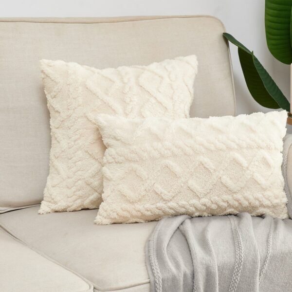 Pillowcase Decorative Home Pillows White Pink Retro Fluffy Soft Throw Pillowcover For Sofa Couch Cushion Cover 45×45 Pillow Hugs Gối văn phòng 3