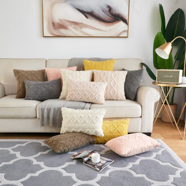 Pillowcase Decorative Home Pillows White Pink Retro Fluffy Soft Throw Pillowcover For Sofa Couch Cushion Cover 45×45 Pillow Hugs Gối văn phòng 4