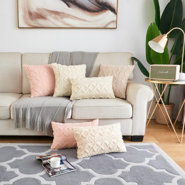 Pillowcase Decorative Home Pillows White Pink Retro Fluffy Soft Throw Pillowcover For Sofa Couch Cushion Cover 45×45 Pillow Hugs Gối văn phòng 6