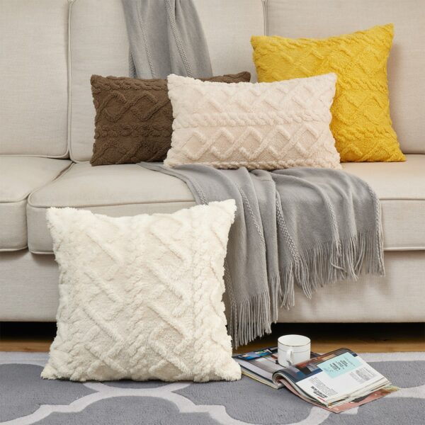 Pillowcase Decorative Home Pillows White Pink Retro Fluffy Soft Throw Pillowcover For Sofa Couch Cushion Cover 45×45 Pillow Hugs Gối văn phòng 2
