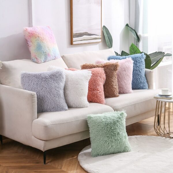 Plush throw pillow 2022 new solid color sofa pillow cover sea velvet office home cushion Gối bãi biển 3