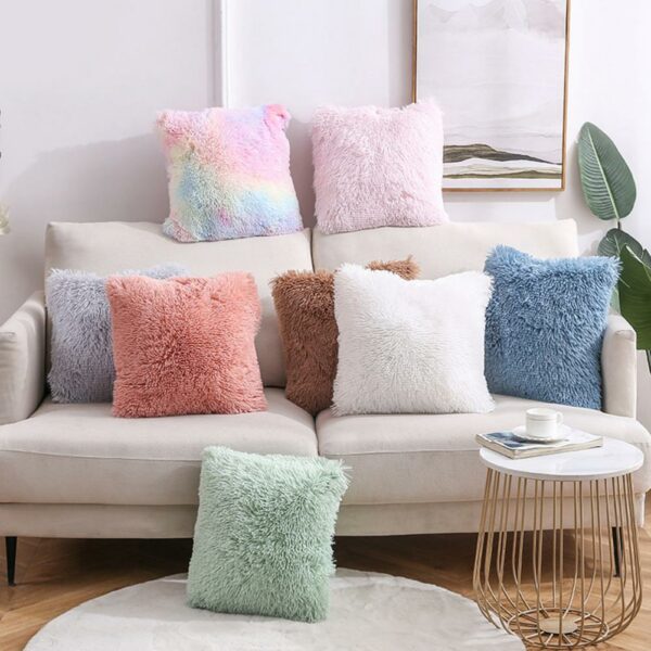 Solid Cushion Cover 40×40 Grey Pink Plush Pillow Covers Sofa Cushions Decorative Throw Pillows Living Room Home Decor Pillowcase Gối bãi biển 3