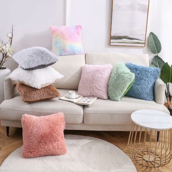 Solid Cushion Cover 40×40 Grey Pink Plush Pillow Covers Sofa Cushions Decorative Throw Pillows Living Room Home Decor Pillowcase Gối bãi biển 4