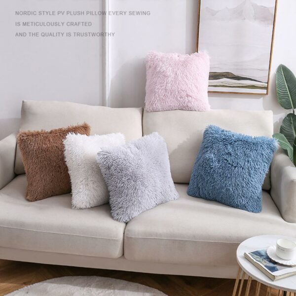 Solid Cushion Cover 40×40 Grey Pink Plush Pillow Covers Sofa Cushions Decorative Throw Pillows Living Room Home Decor Pillowcase Gối bãi biển 5