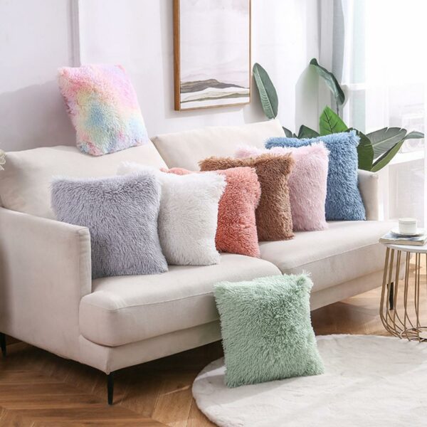 Solid Cushion Cover 40×40 Grey Pink Plush Pillow Covers Sofa Cushions Decorative Throw Pillows Living Room Home Decor Pillowcase Gối bãi biển 2
