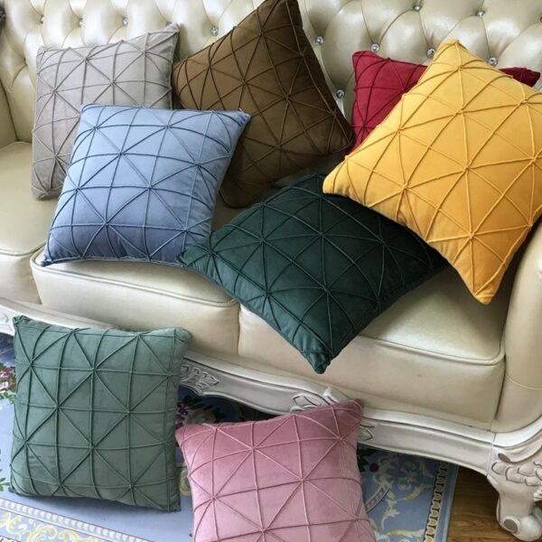 Velvet Yellow Blue Pink Solid Color Cushion Cover Pillow Case Home Decorative Sofa Bedroom Throw Decoration 45x45cm Trang trí sofa 2